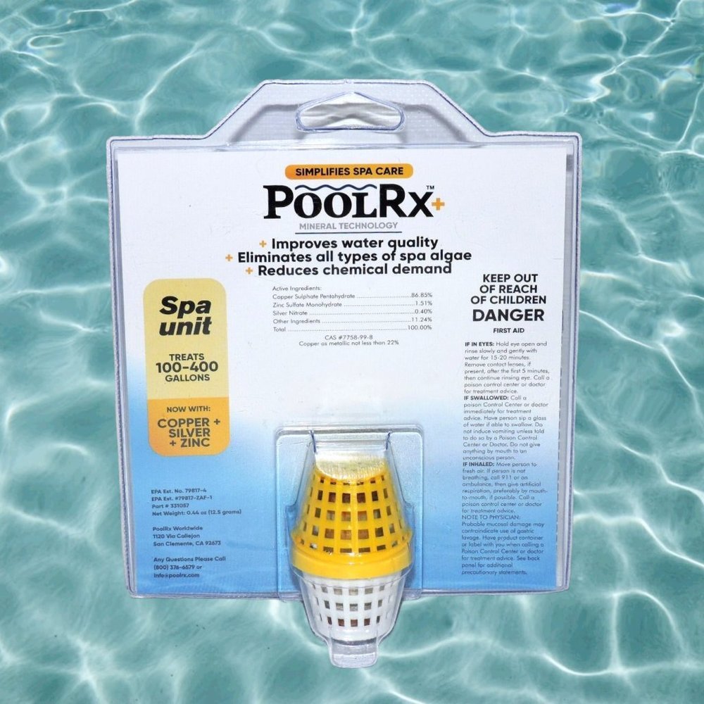 PoolRx+ Yellow Hot Tub Spa Unit Treats 100-400 Gallons Algae Prevention NEW!